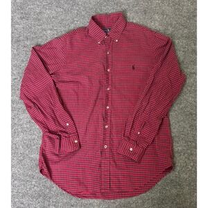 Polo Ralph Lauren Shirt Mens Medium Long Sleeve Button Up Black & Red‎ Check
